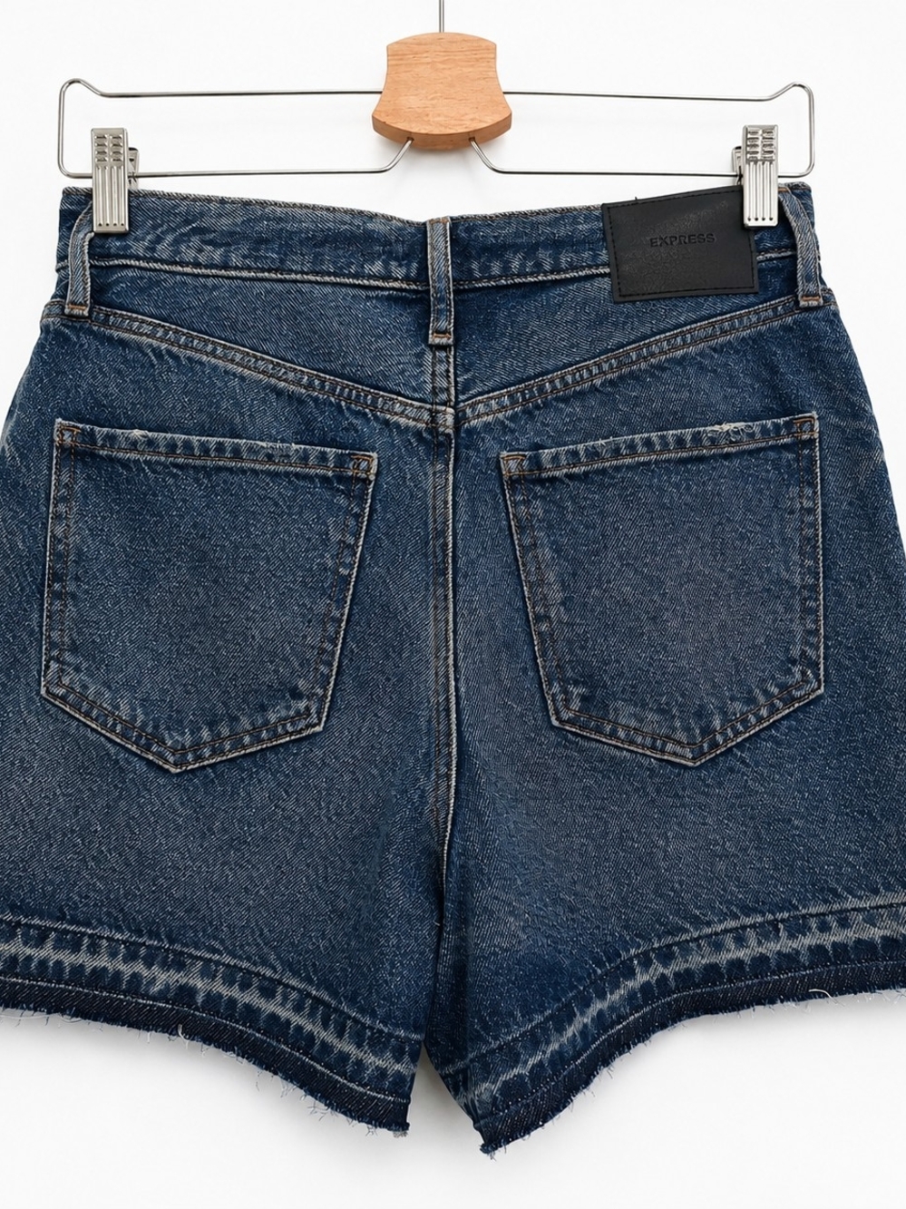 Express High-Rise Dark Blue Denim Women’s Shorts Size 4 - Picture 2 of 9